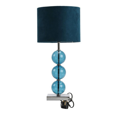 Interiors by Premier Mistro Teal Suede Effect Shade Table Lamp