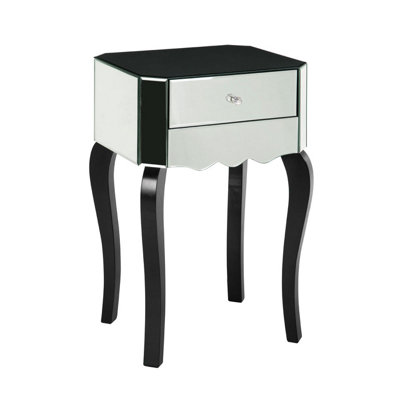 Interiors By Premier Modern 1 Drawer Mirrored Glass Side Table, Sleek Side Table For Livingroom, Glass Finished Bedside Table