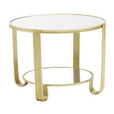Interiors by Premier Modern Design Round Mirrored Top Gold Frame Table, Versatile Bedside Table, Easily Maintained Small Table
