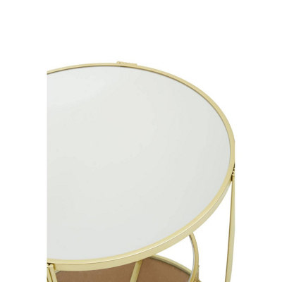 Interiors by Premier Modern Design Round Mirrored Top Gold Frame Table, Versatile Bedside Table, Easily Maintained Small Table