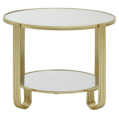 Interiors by Premier Modern Design Round Mirrored Top Gold Frame Table, Versatile Bedside Table, Easily Maintained Small Table