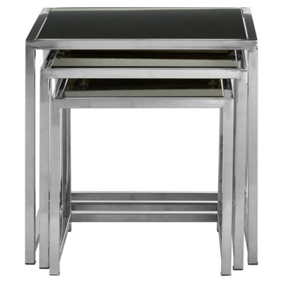 Interiors By Premier Modern Design Set Of 3 Nesting Tables, Space Saving Side Table For Livingroom, Nesting Feature Bedside Table