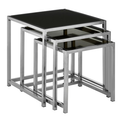 Interiors By Premier Modern Design Set Of 3 Nesting Tables, Space Saving Side Table For Livingroom, Nesting Feature Bedside Table