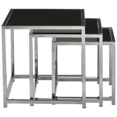 Interiors By Premier Modern Design Set Of 3 Nesting Tables, Space Saving Side Table For Livingroom, Nesting Feature Bedside Table