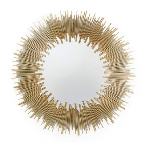 Interiors By Premier Modern Design Sunburst Wall Mirror, Easily Maintained Large Mirror For Wall, Versatile Gold Framed Mirror