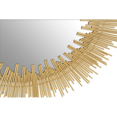 Interiors By Premier Modern Design Sunburst Wall Mirror, Easily Maintained Large Mirror For Wall, Versatile Gold Framed Mirror