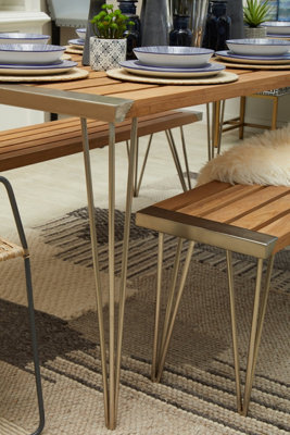 Interiors by Premier Modern Design Teak Wood Bench For Patio Versatile Wooden Bench Spacious Storage Bench Luxe Kitchen Bench
