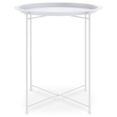 Interiors By Premier Modern Design White Metal Round Side Table, Sleek Bedside Table For Bedroom, Functional Livingroom Sidetable