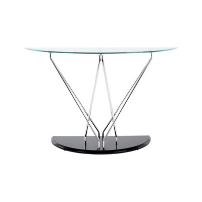 Interiors by Premier Modern Half Moon Console Table, Contemporary Chrome and Glass Console Table, Half Circle Console Table