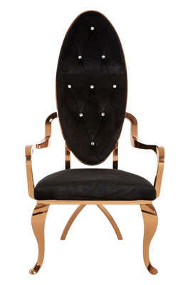 Interiors By Premier Modern Rose Gold Baroque Chair, Luxurious Design Dining Chair For Kitchen, Comfortable Velvet Dining Chair