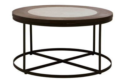 Interiors by Premier Modern Side Table With Latticed Base, Practical Wooden Round Table For Outdoor Patio,  Black Bedside Table