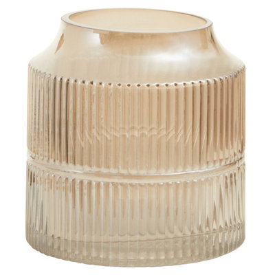 Interiors by Premier Modern Small Grey Textured Glass Vase, Ribbed ...