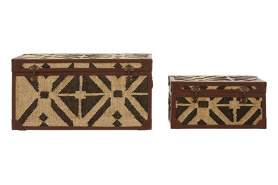 Interiors by Premier Multi-Colour Storage Trunks, Set of 2 Metal Trunks, Decorative Storage Trunks, Stylish Storage Trunks