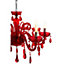 Interiors by Premier Murano Chrome & Red Crystal Glass Chandelier