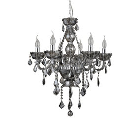 Interiors by Premier Murano Smoked Chrome/ Crystal Chandelier