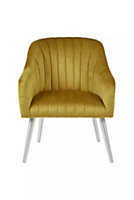 Interiors by Premier Mustard Fabric Armchair, Cozy Velvet Armchair, Dining Chair for Living Room, Home, Accent Arm Chair
