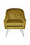 Interiors by Premier Mustard Velvet Armchair with Iron Base, Easy Care Velvet Chairs, Indoor Dining with Velvet Dining Chair