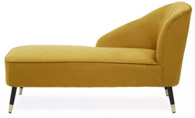 Interiors by Premier Mustard Velvet Chaise Lounge, Chaise Lounge Sofa for Home, Right Arm Chaise Sofa