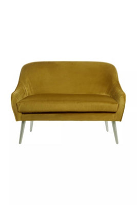 Interiors by Premier Mustard Velvet Sofa with Silver Wood Legs, Easy to