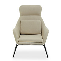 Interiors by Premier Natural Chair With Black Metal Frame, Easy Care Fabric Chair, Long-Lasting Indoor Dining Armchair