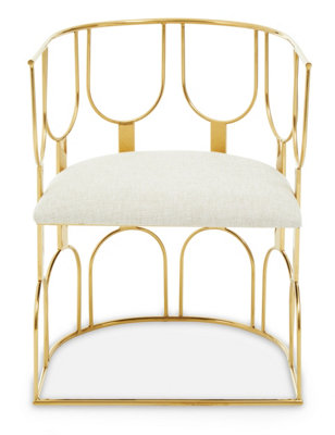 Interiors by Premier Natural Fabric and Gold Finish Accent Chair, Metal ...