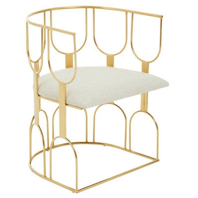 Interiors by Premier Natural Fabric and Gold Finish Accent Chair, Metal ...