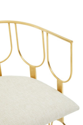 Interiors by Premier Natural Fabric and Gold Finish Accent Chair, Metal ...