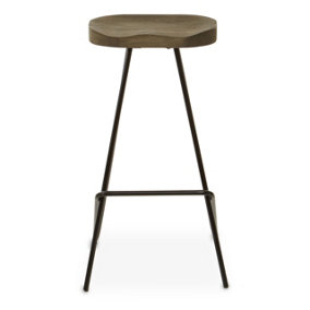 Interiors by Premier Natural Metal Frame Bar Stool, Sleek Kitchen Stool with Footrest, Contemporary Stool for Bar Counter