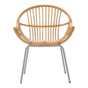 Interiors by Premier Natural Rattan Grey Metal Chair, Rustless Rattan Chair, Easy Cleaning Rattan Armchair