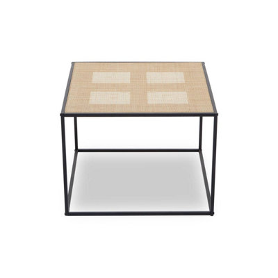 Interiors By Premier Natural Rattan Top Coffee Table, Black Metal Frame Coffee Table, Versatile Coffee Table for Home, Indoor