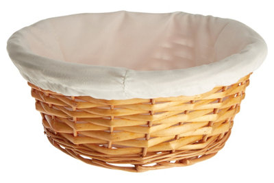 Interiors by Premier Natural Round Willow Wicker Basket With Cream Inner, Decorative Storage Basket With Soft Lining For Home,