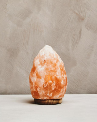Interiors by Premier Natural Salt Lamp, Small Himalayan Salt Lamp with Wooden Base, Sturdy Décor Lamp with Natural Salt Glow