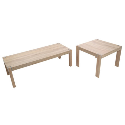 Interiors by Premier Natural Set of Two Nesting Tables, Modern Wooden Coffee Tables for Living Room, Nesting Coffee Table Set