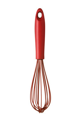 Interiors By Premier Non-Stick Red Silicone Whisk,Heat-Resistant & Easy to Clean Mixing Tool With Hanging Loop,Whisking Spoon