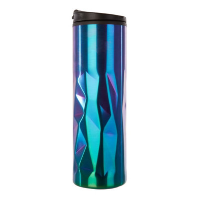 Interiors by Premier Oil Slick Finish 450ml Insulated Stainless Steel Travel Mug, Travel Mug with Lid, Thermos Style Travel Mug