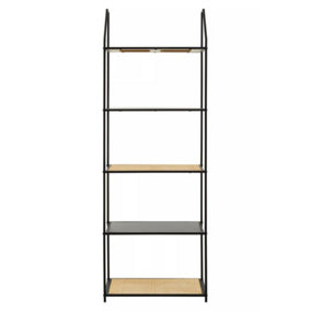 Interiors By Premier Open And Functional Storage Five Tier Shelf Unit, Metal Frame Unit, Sturdy And Durable Wooden Bookshelf