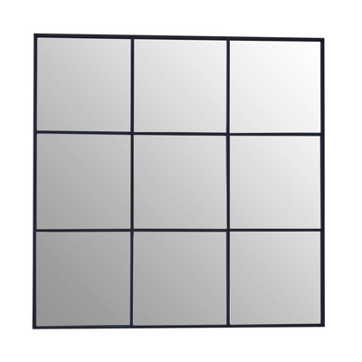 Interiors by Premier Oriel Grid Wall Mirror With Black Finish Frame