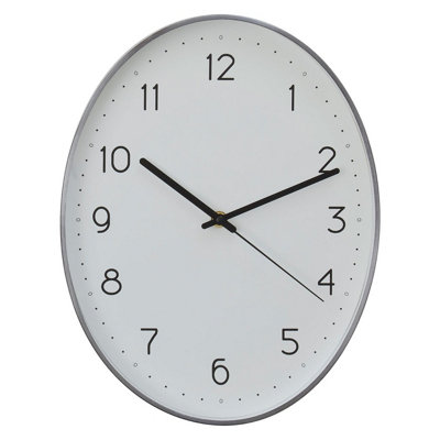 Interiors By Premier Oval Wall Clock With Silver Finish, Durable Construction Wall Clock For Kitchen, Elegant Clock For Outdoor