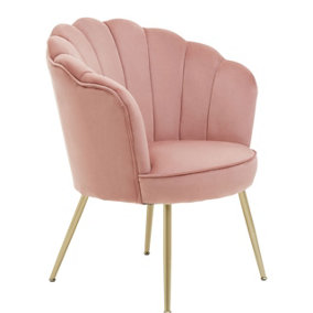 Interiors by Premier Ovala Pink Velvet Scalloped Chair