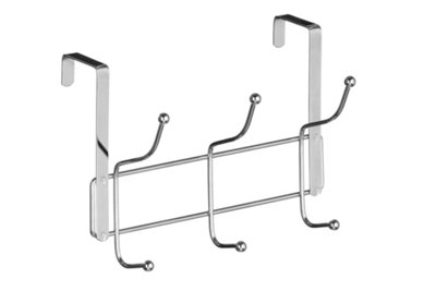 Interiors by Premier Over Door 6 Hook Hanger, Chrome Finish Rack With Multiple Hooks For Coats, Towels Or Bags