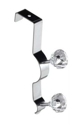 Interiors by Premier Over Door Double Hook With Clear Diamantes, Metal Hook For Coats, Towels Or Accessories, Easy Over-The-Door