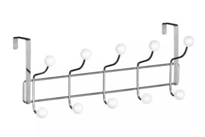 Interiors by Premier Over Door Hanger, 10 White Ball Hooks Door Hanger, Space-Saving Door Hanger for Living Room and Hallway