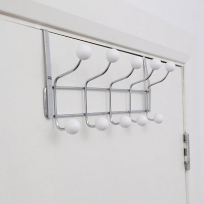 Interiors by Premier Over Door Hanger, 10 White Ball Hooks Door Hanger, Space-Saving Door Hanger for Living Room and Hallway