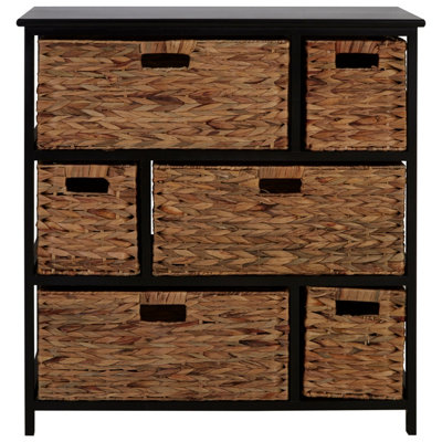 Interiors by Premier Padstow 6 Drawers Black Frame Storage Unit