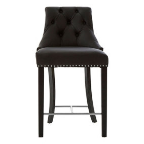 Interiors by Premier Park Black Faux Leather Bar Chair, Backrest Breakfast Bar Chair, Footrest Living Bar Chair Kitchen