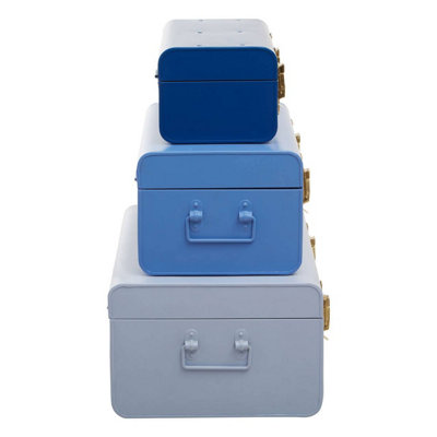 Interiors by Premier Parley Set of three Assorted  Blue Storage Trunks