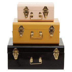Interiors by Premier Parley Set of Three Assorted Storage Trunks