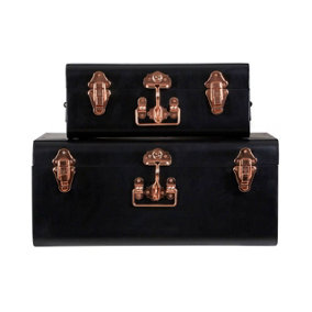 Interiors by Premier Parley Set of two Black Storage Trunks