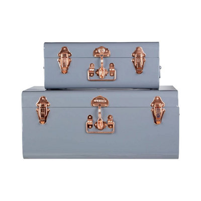 Interiors by Premier Parley Set of two Grey Storage Trunks