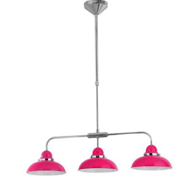 Interiors by Premier Pendant Hot Pink and Chrome 3 Light Pendant